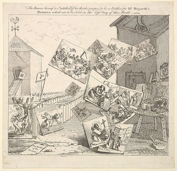 The Battle of the Pictures 1745-William Hogarth ,16x12