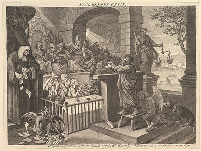 Paul Before Felix Burlesqued May 1751-William Hogarth ,16x12"(A3)Poster