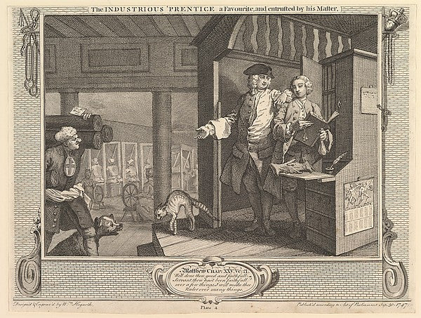 The Industrious 'Prentice a Favorite  and Entrusted by his Mas,  Poster Print Wall Art