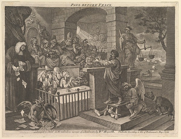 Paul Before Felix Burlesqued May 1, 1751-William Hogarth ,16x12