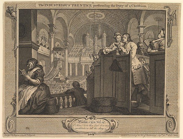 The Industrious 'Prentice Performing the Duty of a Christian: ,  Poster Print