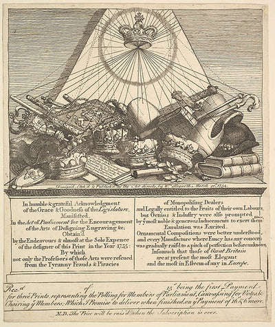 Crowns  Mitres  Maces  etc. 1755-William Hogarth ,16x12"(A3)Poster