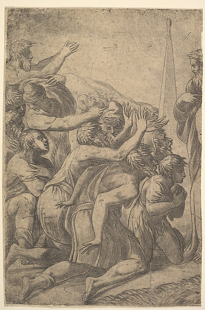 Christ standing at the right healing the lepers before him  c1,  Poster Print