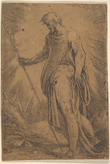 An apostle holding a staff facing left c1540–60-Possibly by An,  Poster Print
