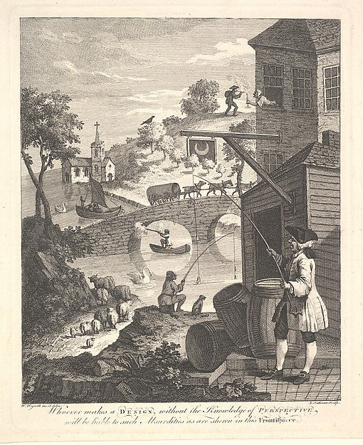 Satire on False Perspective -  Frontispiece to "Kirby's Perspect,  Poster Print Wall Art