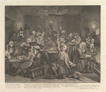 William Hogarth:A Rake's Progress Plate 6 June 25, 1735, vintage artwork, 16x12"(A3) Poster Print