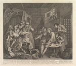 William Hogarth:A Rake's Progress Plate 7 June 25, 1735, vintage artwork, 16x12"(A3) Poster Print