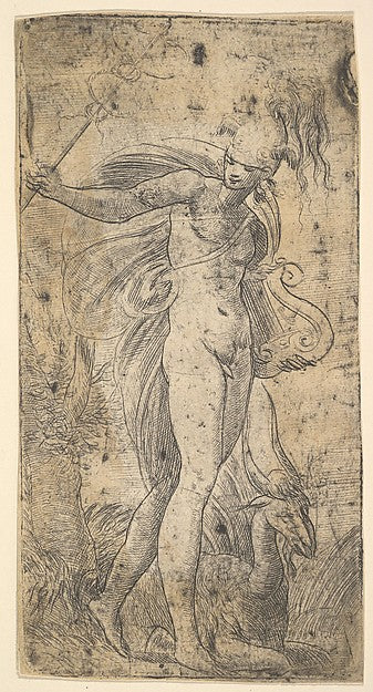 Mercury standing holding a cadecus in his right hand  a lyre i,  Poster Print