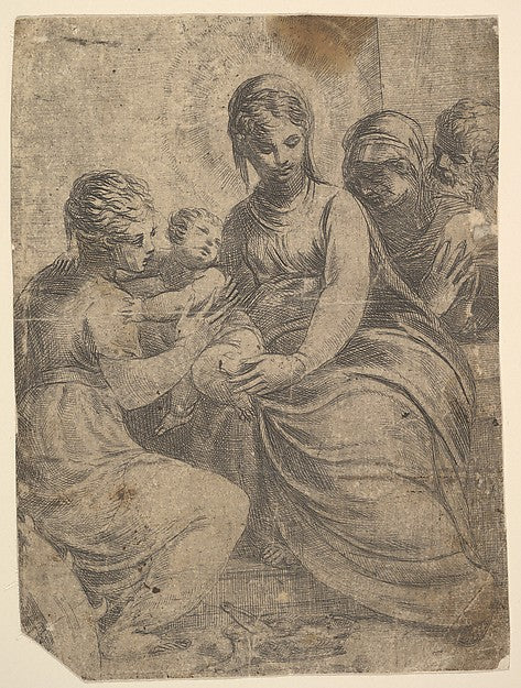 The Virgin and Child accompanied by saints c1550-Andrea Schiav,  Poster Print