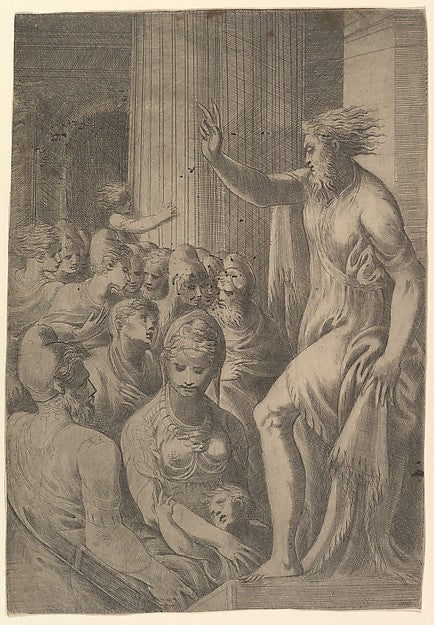 Saint Paul preaching in Athens c1548–53-Andrea Schiavone   c15,  Poster Print