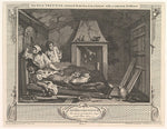 William Hogarth:The Idle 'Prentice Returned from Sea and in a Garret with a Common Prostitute December 30, 1747, vintage artwork, 16x12"(A3) Poster Print