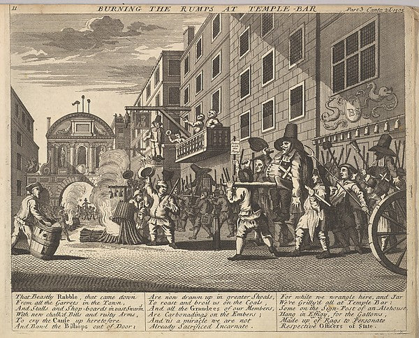 After William Hogarth:Burning the Rumps at Temple Bar 1725–3-16x12