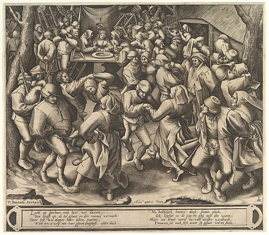 The Peasant Wedding Dance after 1570-Pieter van der Heyden, Af,16x12"(A3) Poster