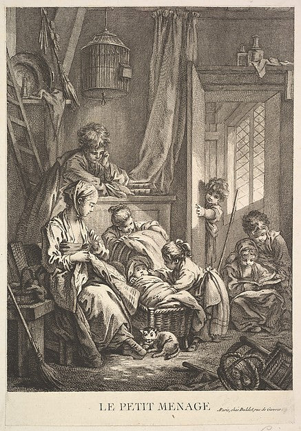 The Small Household mid to late 18th cent-Jacques Gabriel Huqu,  Poster Print Wall Art