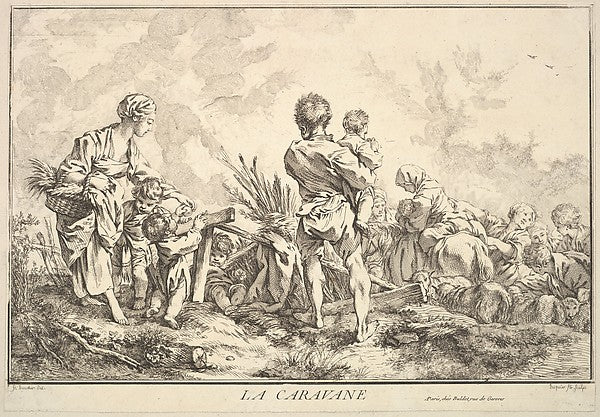 The Caravan mid to late 18th cent-Jacques Gabriel Huquier, Aft,  Poster Print Wall Art