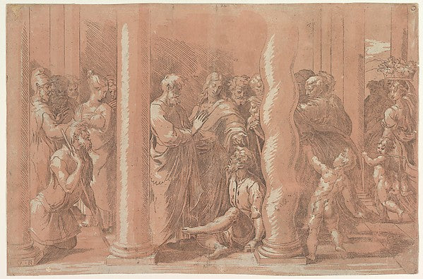 Saints Peter and John healing the Sick 16th cent-Parmigianino ,  Poster Print