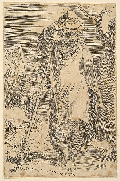 Standing Shepherd early 16th cent-Attributed to Parmigianino  , Poster Print