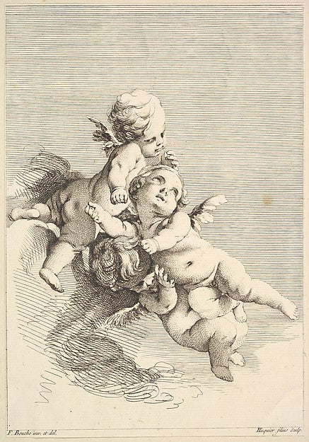 Three Cupids mid to late 18th cent-Jacques Gabriel Huquier, Af,  Poster Print Wall Art