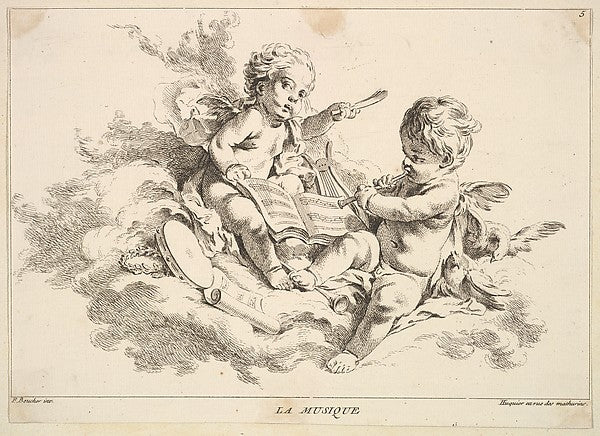 Music-Louis Félix de La Rue, After François Boucher ,  Poster Print Wall Art