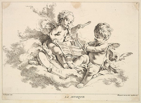 Music-Louis Félix de La Rue, After François Boucher ,16x12