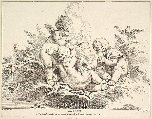 Winter-Louis Félix de La Rue, After François Boucher ,  Poster Print Wall Art