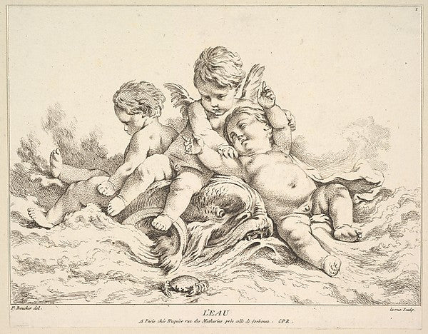 Water-Louis Félix de La Rue, After François Boucher ,16x12"(A3)Poster