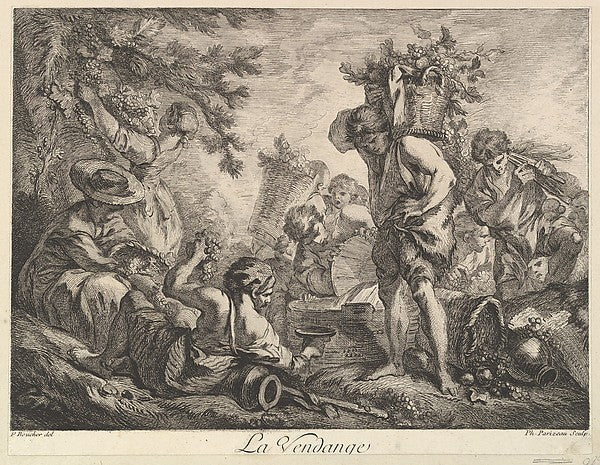 The Grape Harvest-Philippe Louis Parizeau, After François Bouc,16x12