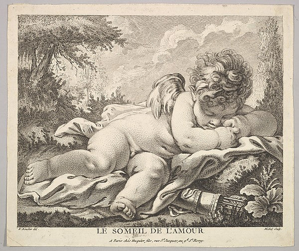 The Sleep of Cupid-Jean-Baptiste Michel, After François Bouche,  Poster Print Wall Art