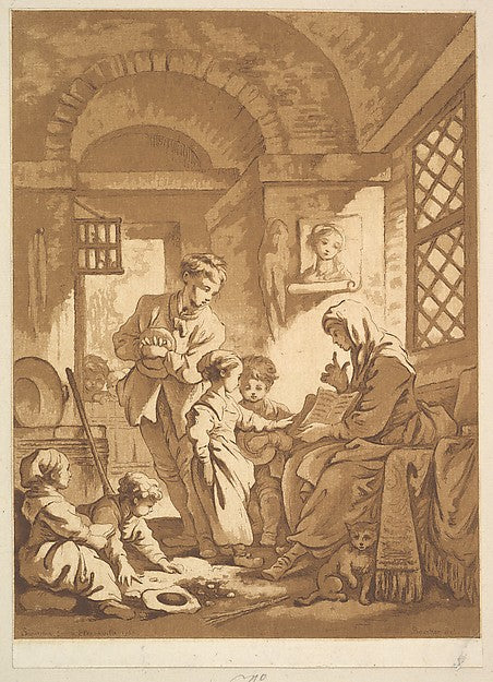Two Women with Children 1766-Jean Claude Richard, Abbé de Sain,  Poster Print Wall Art