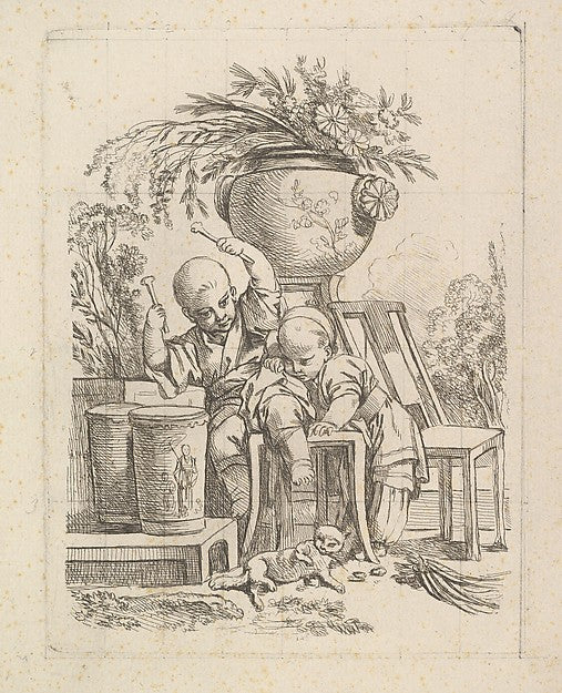 Two Children  One Playing the Drum-Attributed to Louis Antoine,  Poster Print Wall Art