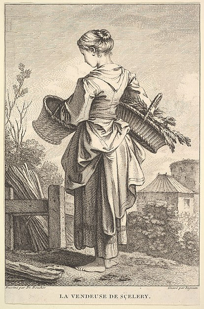 The Seller of Celery 1741–63-John Ingram, After François Bouch,16x12