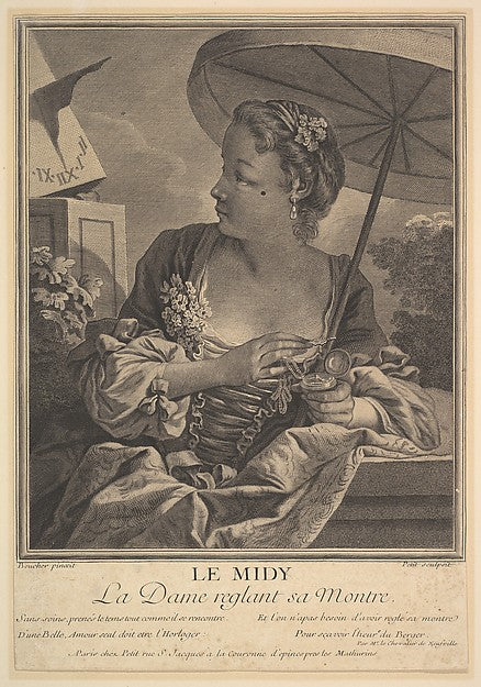 Midday. A Lady Setting Her Watch-Gilles Edme Petit, After Fran,  Poster Print Wall Art
