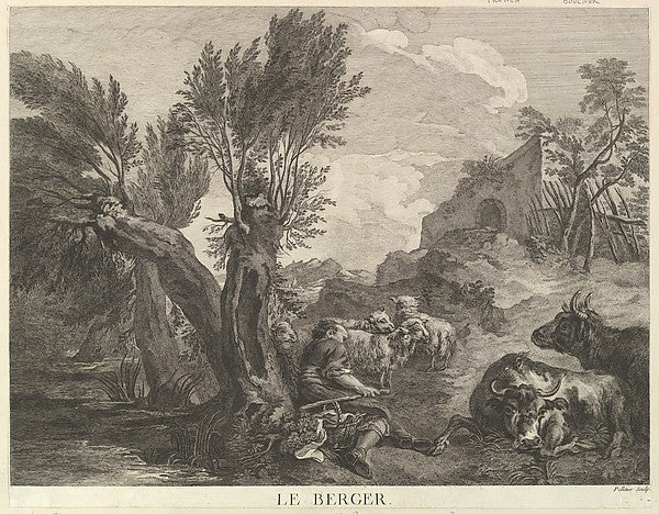 The Shepherd-Jean Pelletier, After François Boucher ,  Poster Print Wall Art