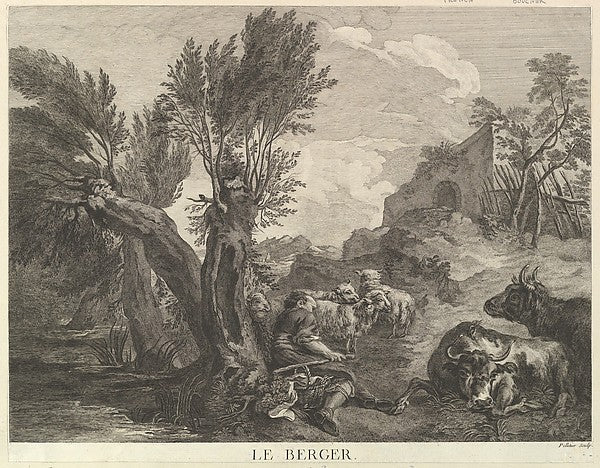 The Shepherd-Jean Pelletier, After François Boucher ,16x12