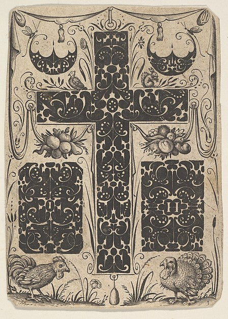 Jacques Hurtu ):Latin Cross with Birds and Smaller Motifs-16x12"(A3) Poster