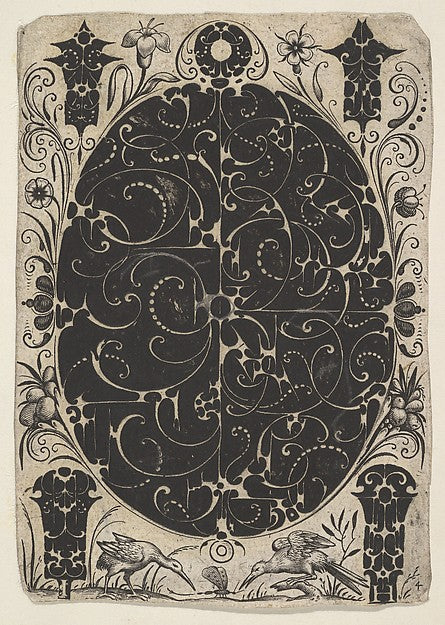 Jacques Hurtu ):Oval Case Decorated with Schweifwerk in Two -16x12"(A3) Poster