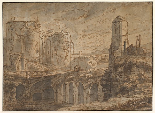 Hendrick van Minderhout :The Gate of Bruges at Sluis-16x12"(A3) Poster