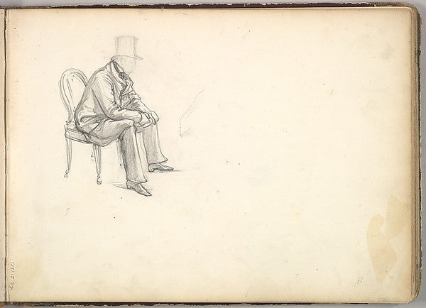Frederic, Lord Leighton:Man Seated on a Chair c1855-16x12"(A3) Poster