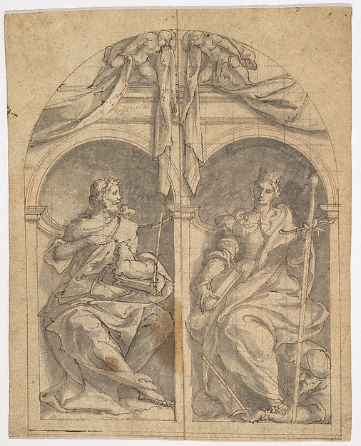 Jan van Scorel:Two Wings of an Altarpiece depicting Saints J-16x12"(A3) Poster