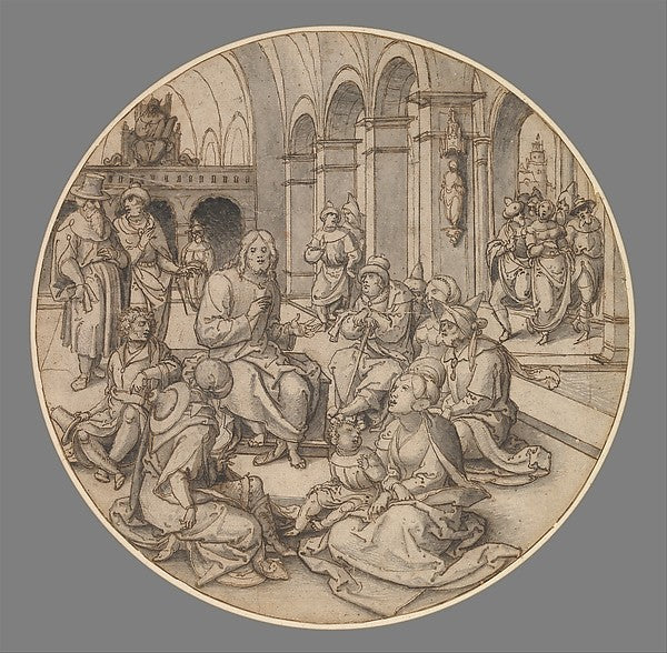 Dirck Vellert c1480/85–c1547):Christ Preaching in the Synago-16x12"(A3) Poster