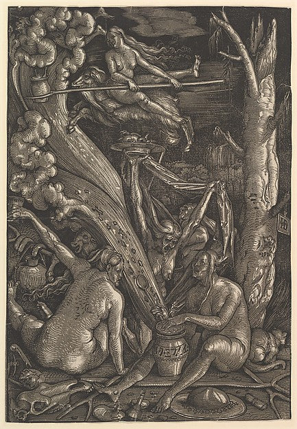 The Witches 1510-Hans Baldung   1484/85–1545 Strasbourg ),  Poster Print Wall Art