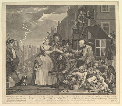 William Hogarth:A Rake's Progress Plate 4 June 25, 1735-16x12"(A3) Poster