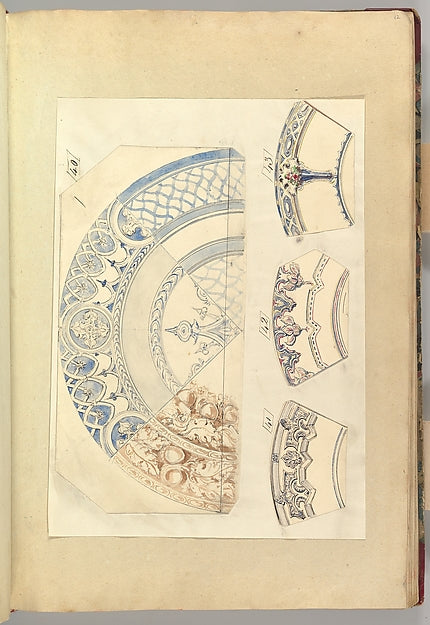 Six Designs for Decorated Plates 1845–55-Alfred Henry Forreste,  Poster Print Wall Art
