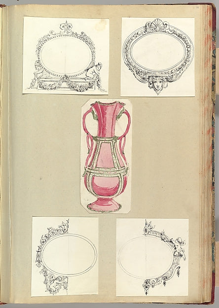 Designs for Four Mirrors and a Two Handled Vase 1845–55-Alfred,  Poster Print Wall Art