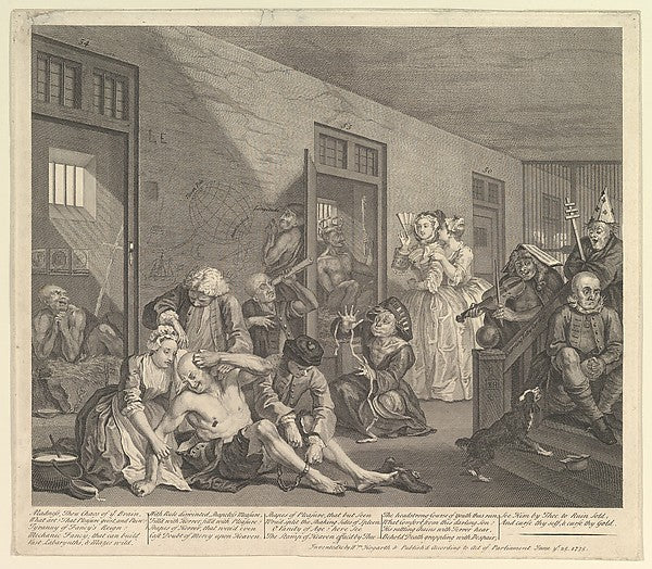William HogarthA Rake's Progress Plate 8 June 25, 1735-16x12
