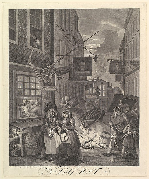 William HogarthNight The Four Times of Day March 25, 1738-16x12