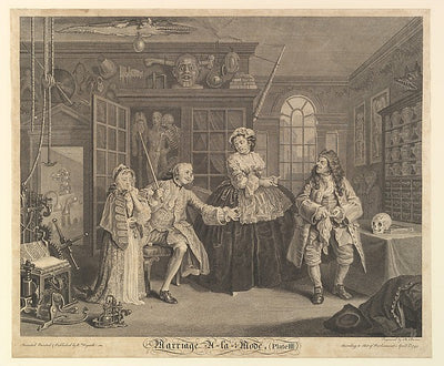 After William Hogarth:Marriage A-la-Mode Plate III April 1,-16x12"(A3) Poster