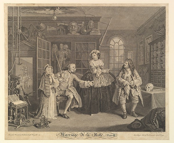 After William Hogarth:Marriage A-la-Mode Plate III April 1,-16x12