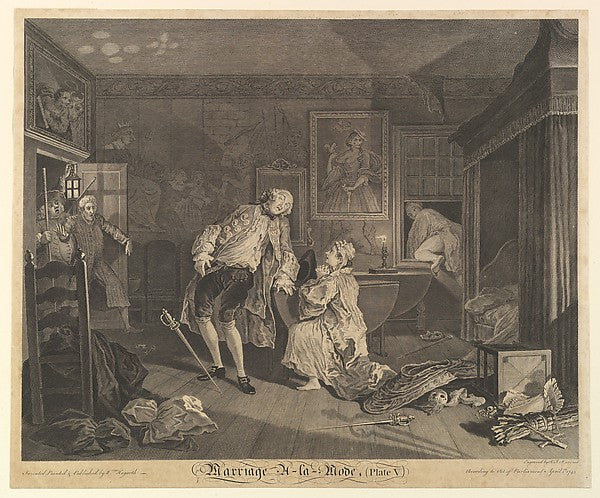 After William Hogarth:Marriage A-la-Mode Plate V April 1, 17-16x12