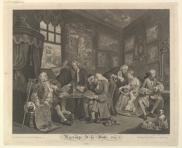 After William Hogarth:Marriage A-la-Mode Plate I April 1745-16x12